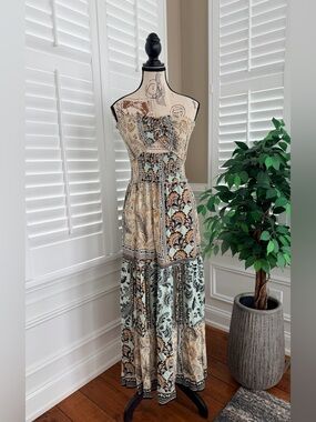 Angie Moonlight Breeze Maxi Dress in Mint Multi Size Medium